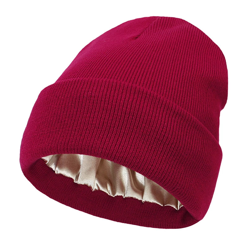 Satin-Lined Knit Beanie