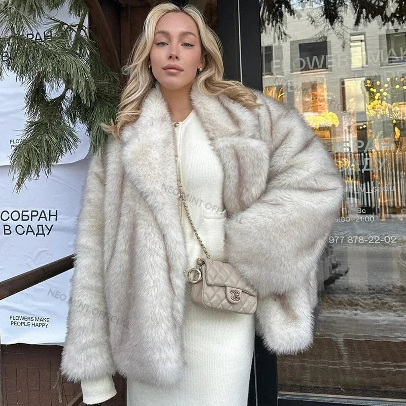 fluffy Faux Fox Fur Jacket