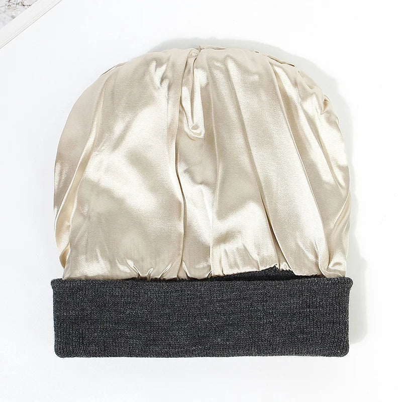 Satin-Lined Knit Beanie