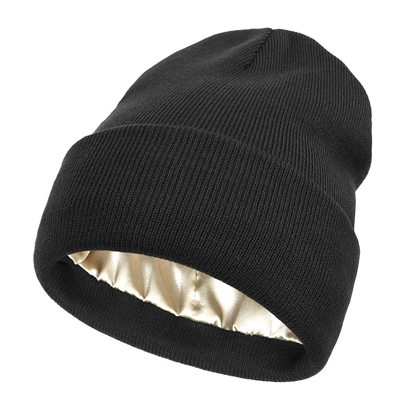 Satin-Lined Knit Beanie