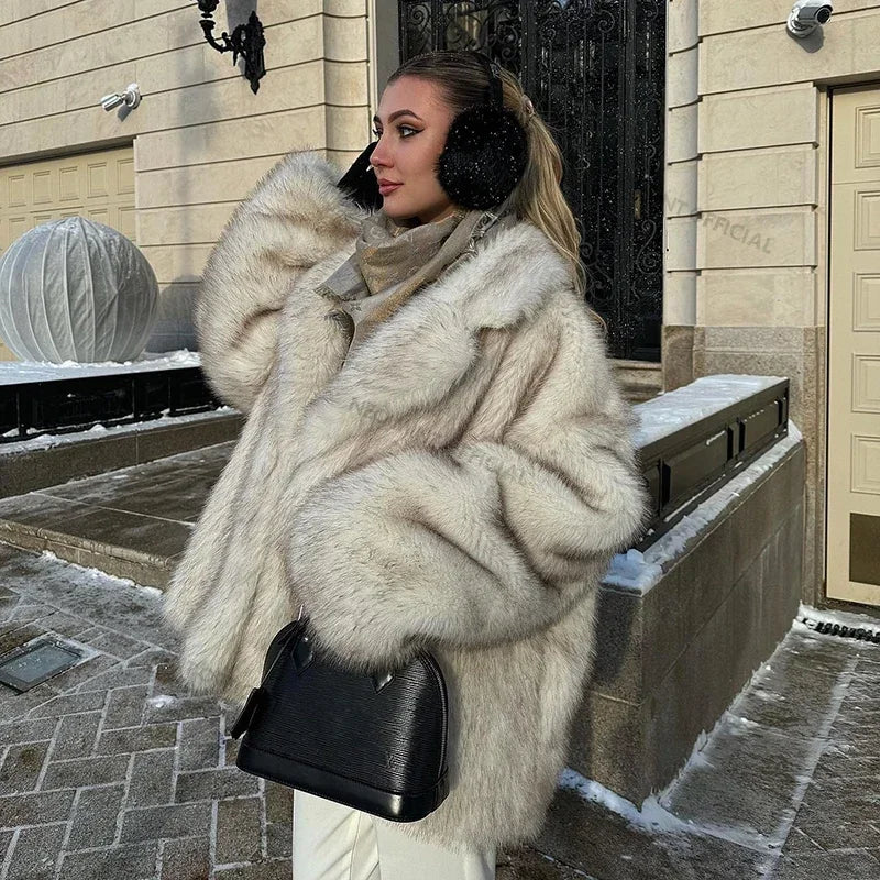 fluffy Faux Fox Fur Jacket