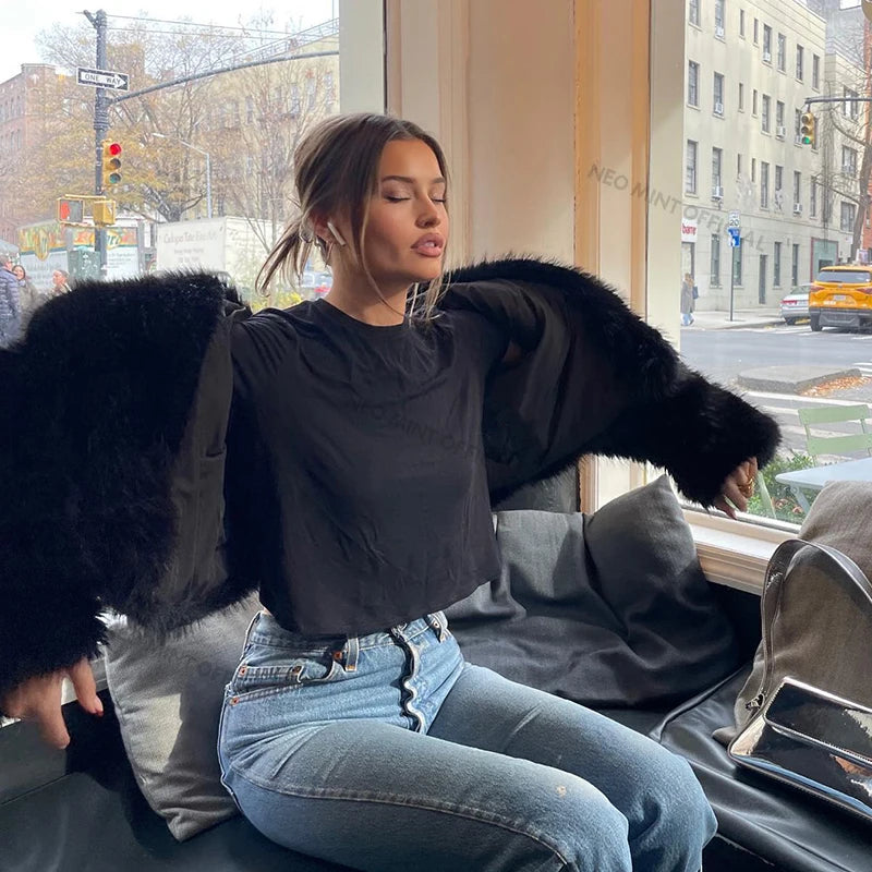 Fur Jacket Vintage Chic Overcoat