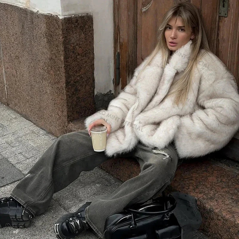 fluffy Faux Fox Fur Jacket