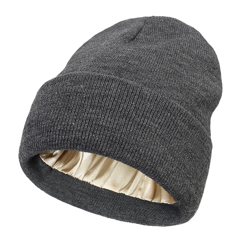 Satin-Lined Knit Beanie