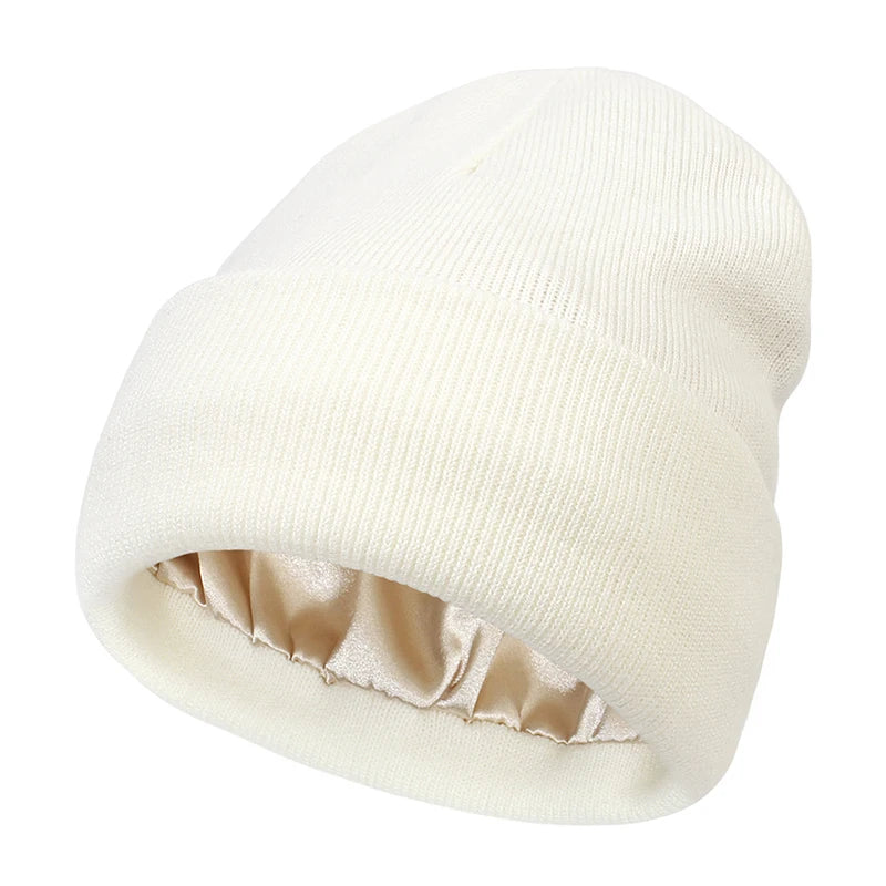 Satin-Lined Knit Beanie